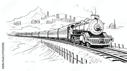 Railway freehand draw cartoon vector illustration is