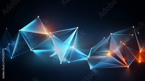 An abstract tetrahedron background offers available copy space, suitable for business cards and web designs. © Tahir