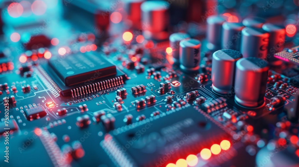 Blurred Computer Hardware Scene for Presentation Generative AI