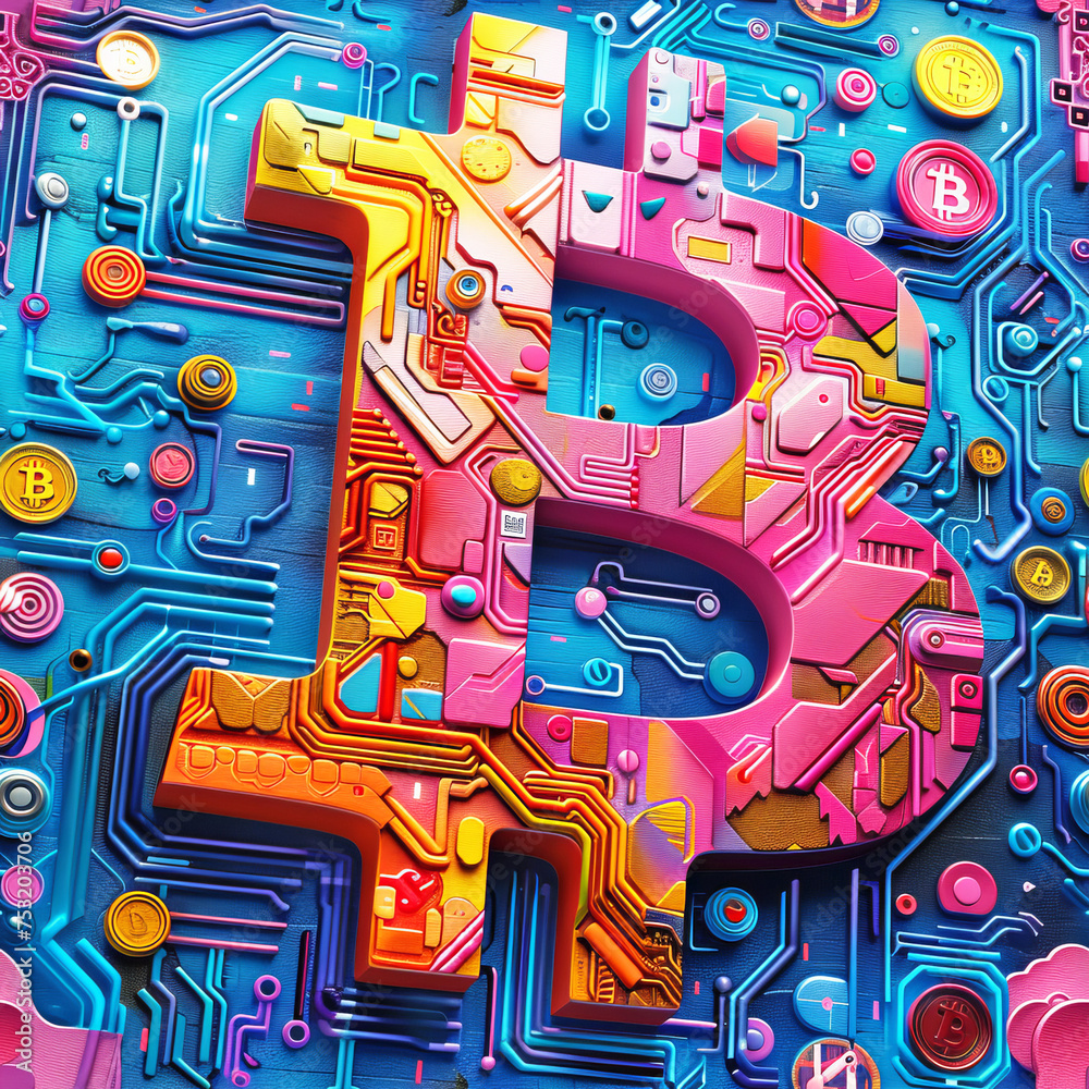 Bitcoin Symbol on Frameless Tile Visualizing Digital Currency AI Generated Bitcoin Symbol on Frameless Tile Visualizing Digital Currency AI Generated
