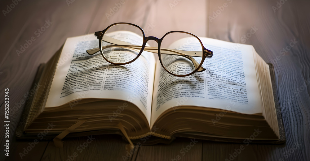 Happy book day with Reading glasses and tablet on book Happy book day with Reading glasses and tablet on book