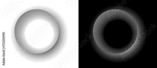 Lines in circle abstract background. Dynamic transition illusion. Black shape on a white background and the same white shape on the black side.