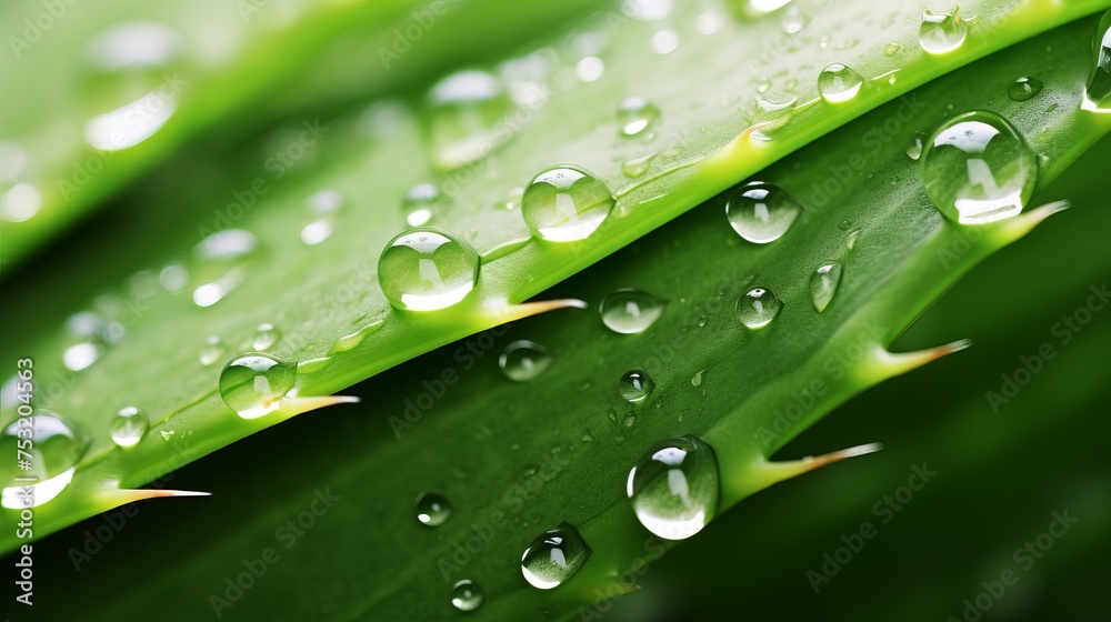 Close-up imagery captures a spiral aloe vera plant adorned with water droplets, highlighting its intricate beauty. Close-up imagery captures a spiral aloe vera plant adorned with water droplets, highlighting its intricate beauty.