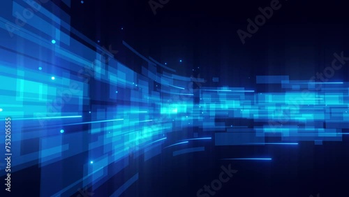 Abstract background featuring a dynamic stream of digital blue data, ideal for technology and cybersecurity themes.