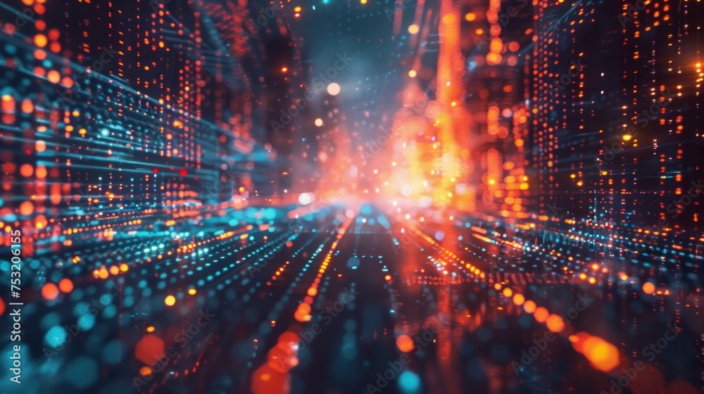 Obraz premium Quantum Computing: Blurred Scene for Presentation Slide Generative AI