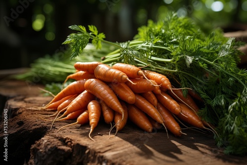 Vibrant image of homegrown carrots freshly harvested in a charming garden setting.