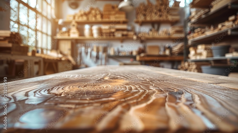 Craftsman at Work: Blurred Woodworking Scene for Presentation Generative AI