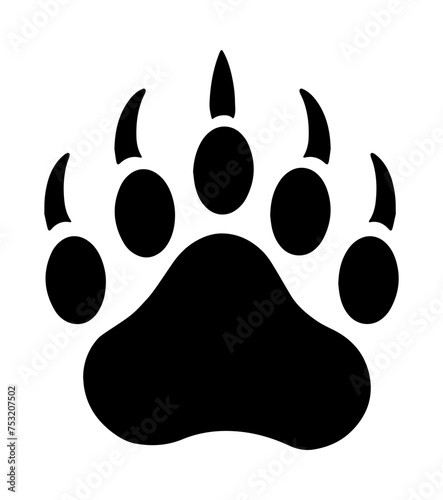 Bear paw and claws icon, vector image.