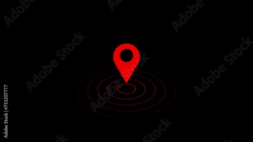 osition location tracking animated on black background, GPS Location pin point video photo