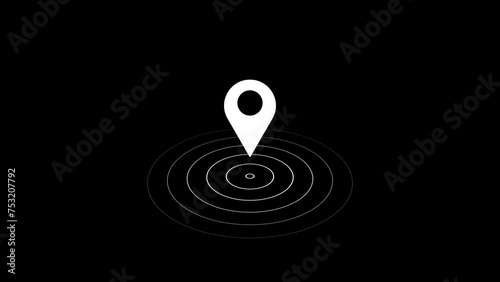 osition location tracking animated on black background, GPS Location pin point video photo