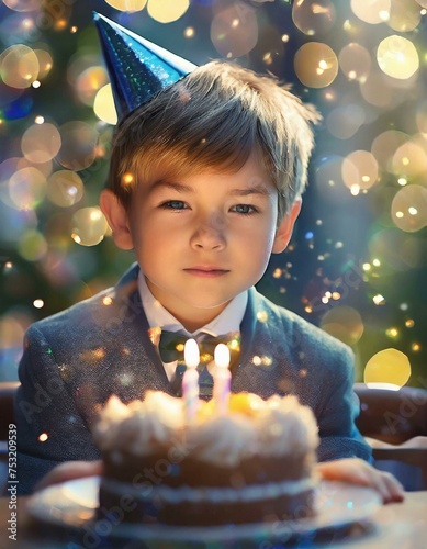 Witness the AI-generated image of a child blowing out the candles on their birthday cake, surrounded by joy and celebration.