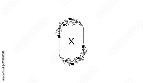 Fototapeta Naklejka Na Ścianę i Meble -  Luxury Floral Design Alphabetical Logo