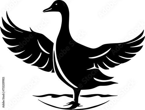 Swan or duck icon isolated on white background