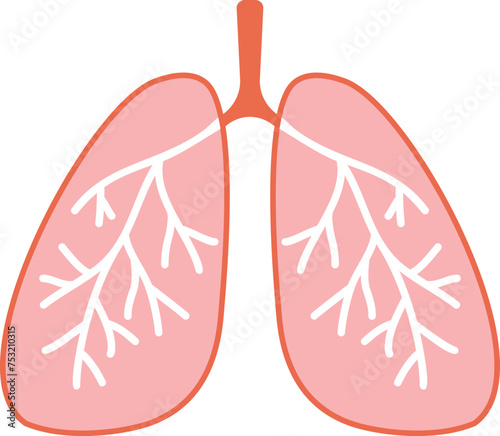 Lung Human Organ icon, Respiratory System Healthy Lungs Anatomy Flat Medical Organ.