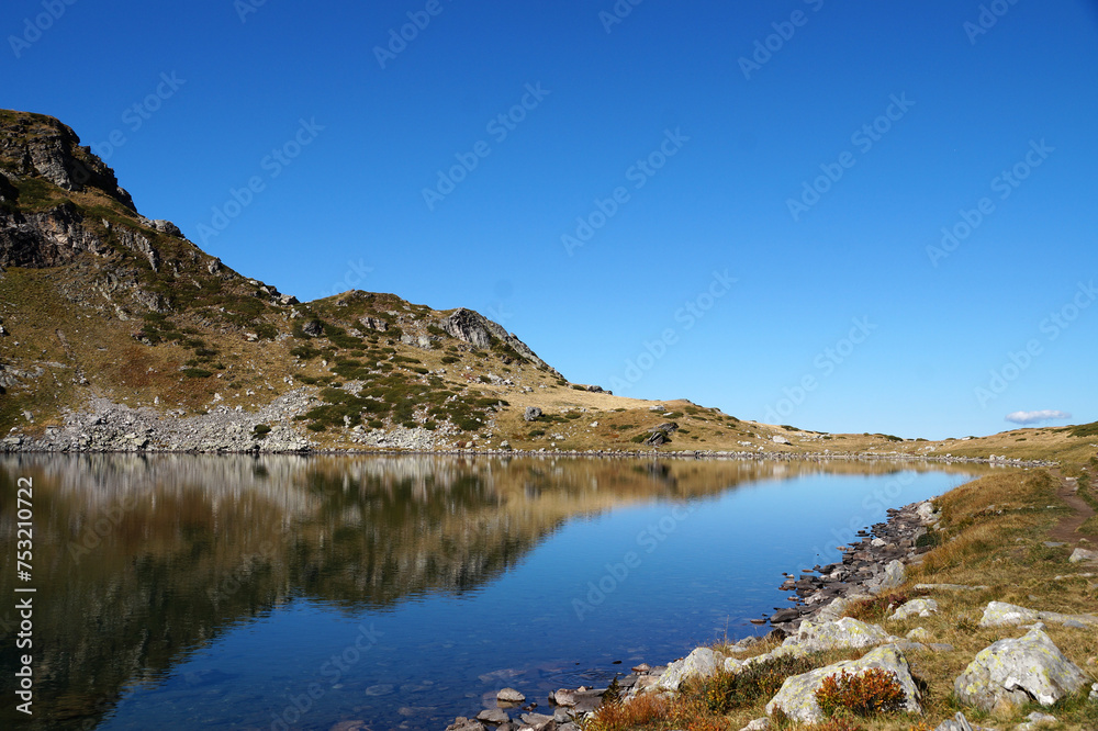 Balkans, Bulgaria, lake in the Rila mountains on a sunny day