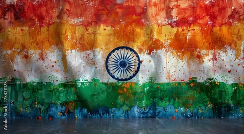 The Indian Flag With Saffron, White, Green Stripes, Ashoka Chakra on Paper