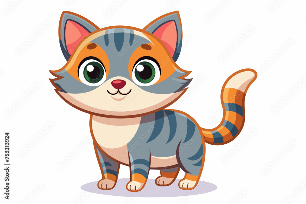 Obraz premium a cute mascot cat vector art flat design on white background.