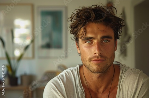 Close Up of a Man With Blue Eyes