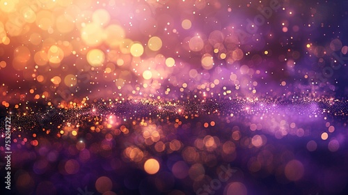 Gold and Dark Violet Fireworks and Bokeh in New Year Celebration, AI-Generated