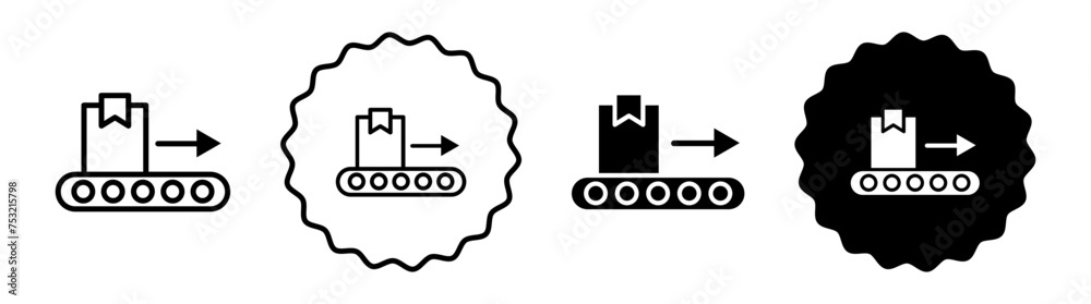 Fototapeta premium Conveyor vector icon set collection. Conveyor Outline flat Icon.