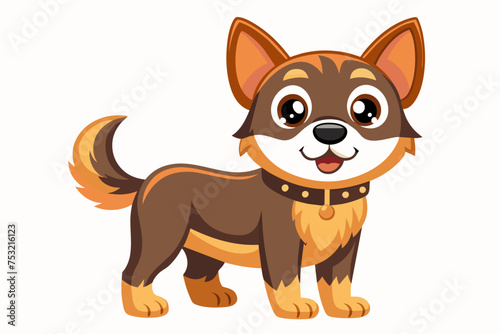 a cute mascot dog vector art flat design  on white background