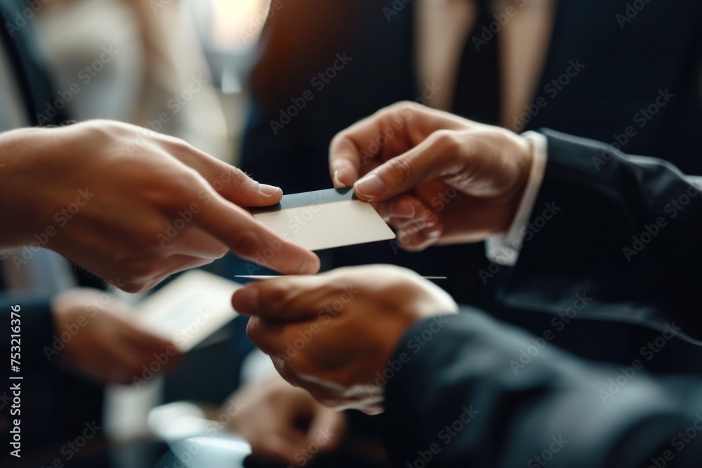 Obraz premium Contract. business people executive group exchanging business name card in meeting room at office building company, leadership, teamwork, business finance, partnership concept