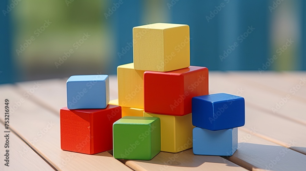 Wooden blocks in different primary shapes and colors are designed for children, offering educational and playful elements for learning and creativity. Wooden blocks in different primary shapes and colors are designed for children, offering educational and playful elements for learning and creativity.