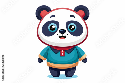 a cute mascot panda vector art flat design  on white background.