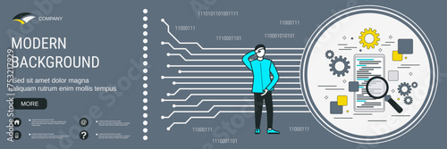 Digital technology banner vector design template. Mobile software testing concept