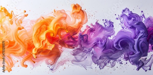 Sweeping Waves of Color: Abstract violet and Orange Paint Art