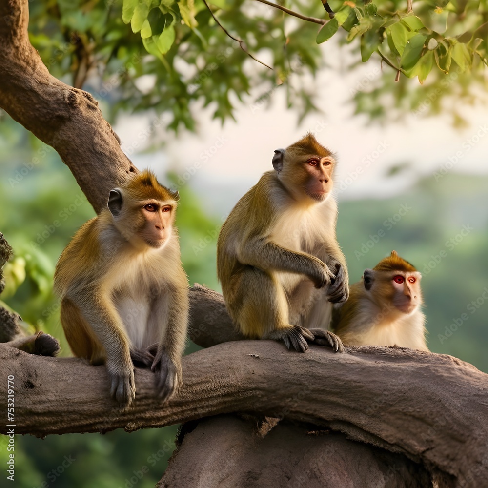 Fototapeta premium japanese macaque with baby