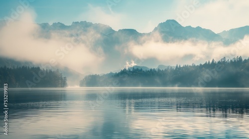 Majestic Lake Surrounded by Mountains