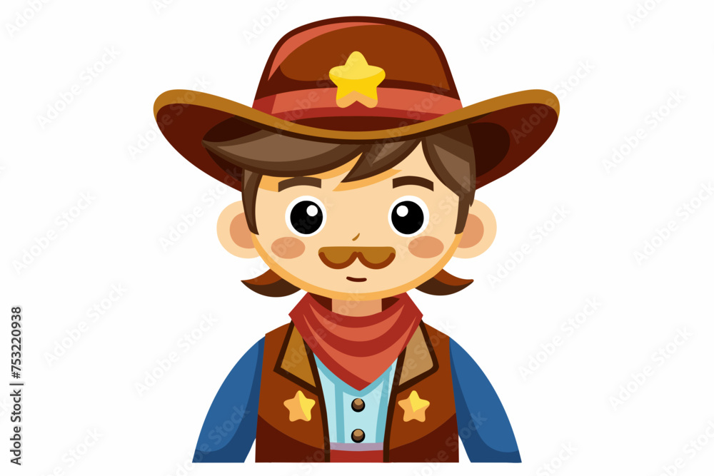 a cute cowboy design
 on white background.