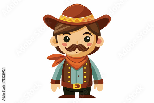 a cute cowboy design
 on white background.