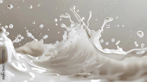 Milk splashing on a white background  Abstract milk background  Generative AI illustrations.