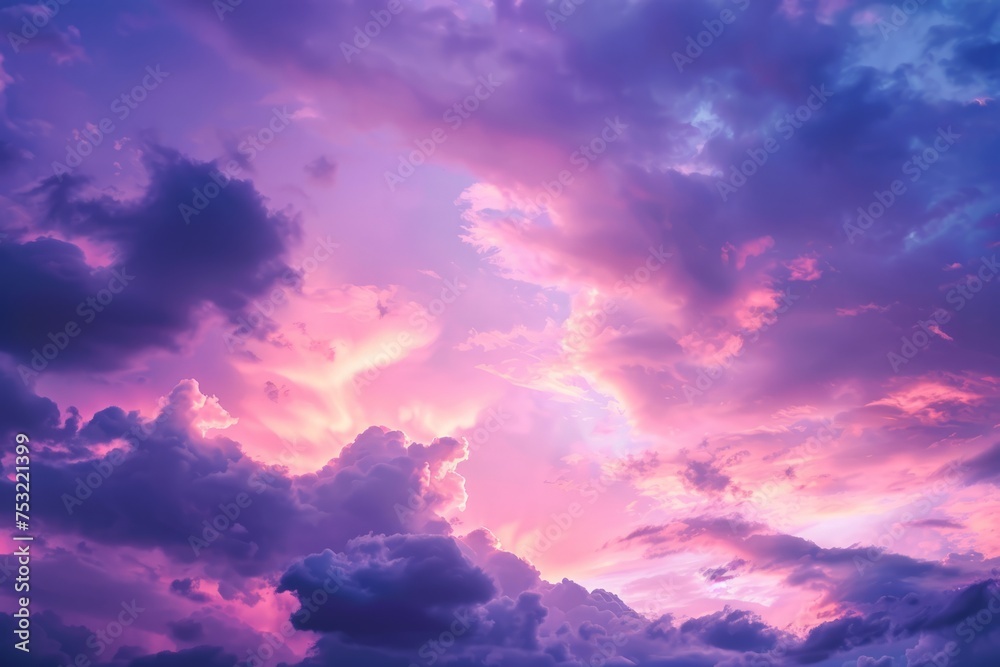 Purple and Blue Sunset Sky With Clouds