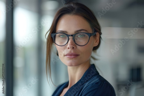 Confident Businesswoman Wearing Glasses