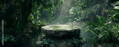 Stone Bench in Forest
