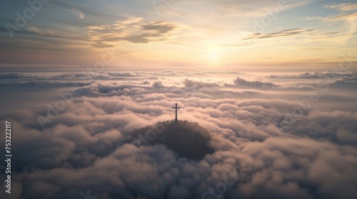 Cross Amidst Sea of Clouds