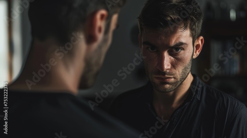 Man Reflecting in Mirror