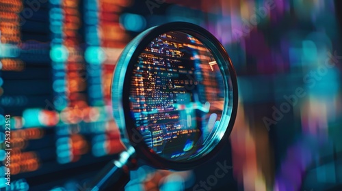 Close-up of Magnifying Glass on Stock Chart © Ilugram