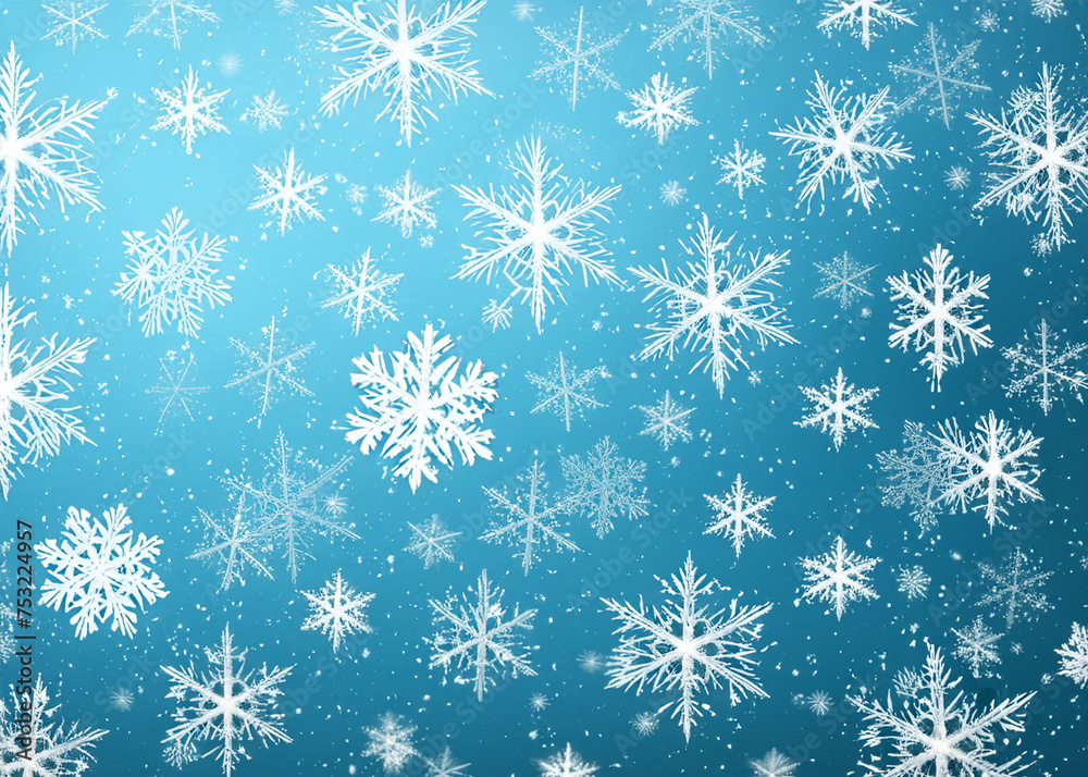 abstract winter background made of snowflakes created with generative ai technology