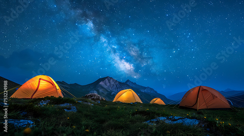 Starry Night Camping at the Mountain Base