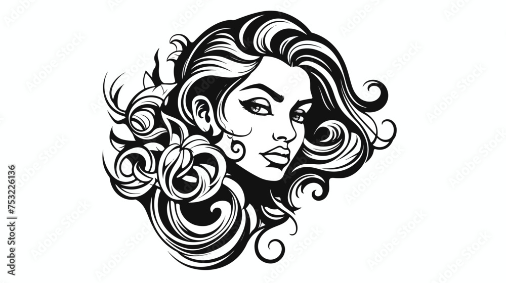 Tattoo in traditional style of a maidens face winkin