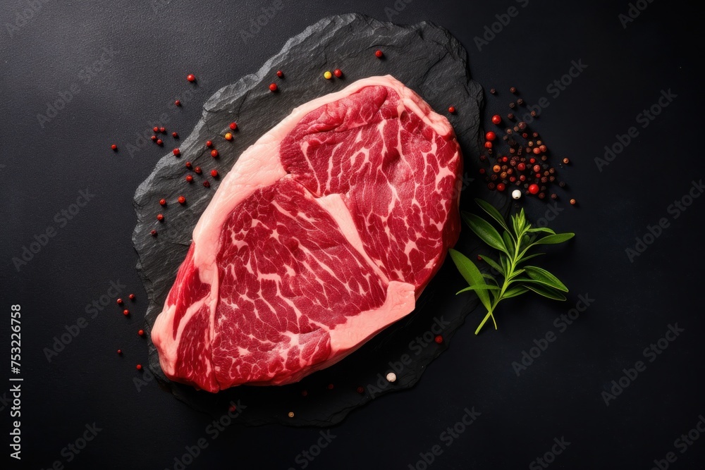 Beef steak on a black background