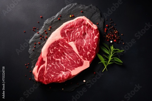 Beef steak on a black background