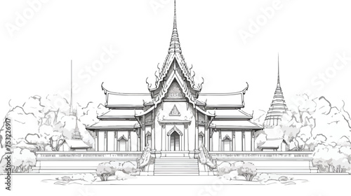 Thailand temple religious culture structure freehand