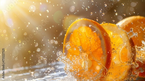 Vibrant Orange Slices Floating in Water. Generative AI