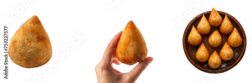 Collection of Coxinha, a Beloved Savory Dish from Brazil Featuring Shredded Chicken, Isolated on Transparent Background, PNG