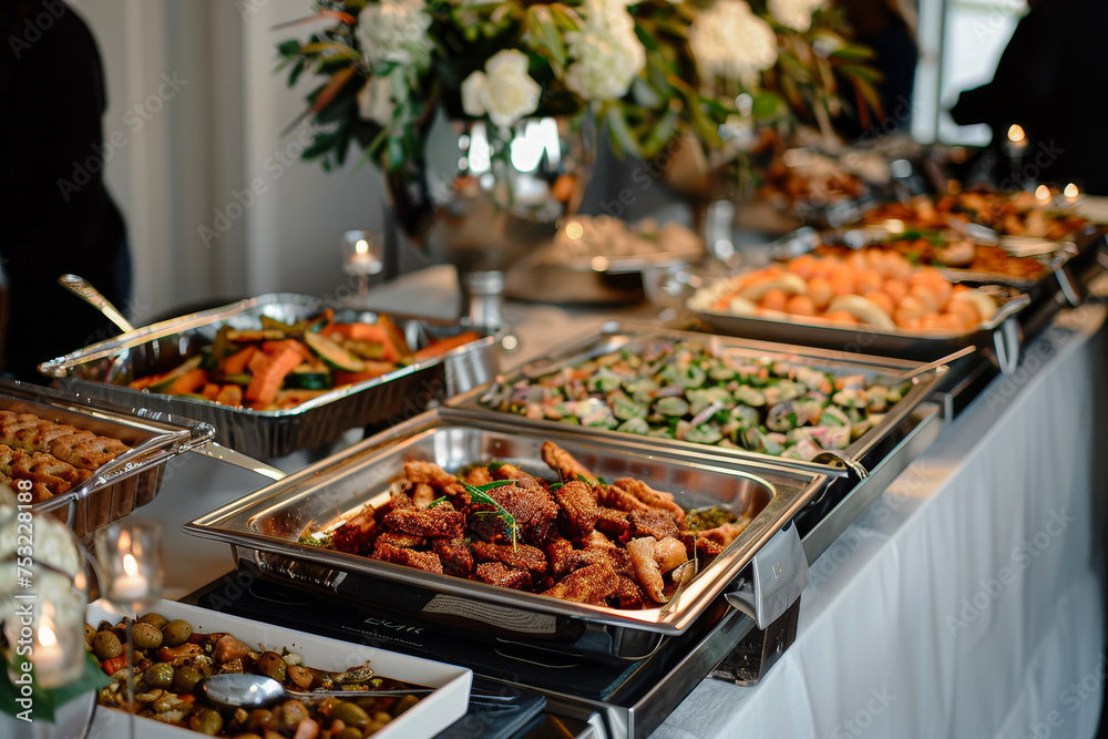 A photo of a buffet table with a variety of dishes